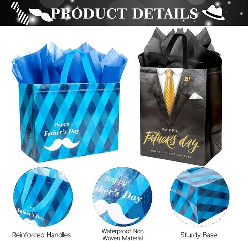 Linelglobal Gift Bag for Father Day with Wrapping Paper for Men 12.6" Dad is King in Saudi Arabia