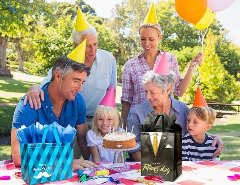 Linelglobal Gift Bag for Father Day with Wrapping Paper for Men 12.6" Dad is King in Saudi Arabia