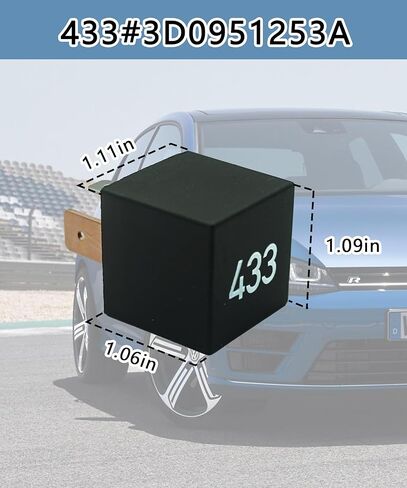 2PCS-433# RELAY 50A 12VDC 5-Pin متوافق مع VW EOS ، Golf ، Touareg ، Audi A3 ، استبدل 7N0951253 ، Meyle 1008300015 3D0951253A in Kuwait
