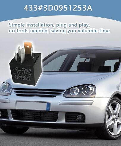 2PCS-433# RELAY 50A 12VDC 5-Pin متوافق مع VW EOS ، Golf ، Touareg ، Audi A3 ، استبدل 7N0951253 ، Meyle 1008300015 3D0951253A in Kuwait