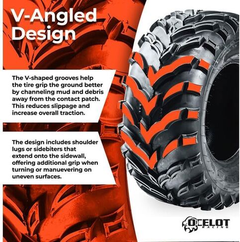 Ocelot Mars-A Utility ATV/UTV Tire, 6 Ply Quad or Side By Side ATV Tire, V-Angled Power Treads, 26x9x12 ATV Tire, 26x9x12 UTV Tires, Plow Through Mud and Sand, Ride Over Hard Surfaces in Saudi Arabia