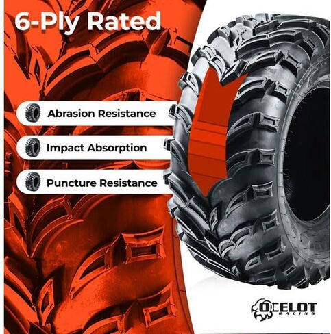 Ocelot Mars-A Utility ATV/UTV Tire, 6 Ply Quad or Side By Side ATV Tire, V-Angled Power Treads, 26x9x12 ATV Tire, 26x9x12 UTV Tires, Plow Through Mud and Sand, Ride Over Hard Surfaces in Saudi Arabia