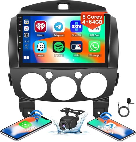 راديو ستيريو للسيارة 2+64G Android 13 CarPlay لمازدا 2 2007-2014، شاشة لمس عالية الدقة 9 بوصة متوافقة مع Android Auto، كاميرا احتياطية AHD، وصلة مرآة، GPS، WiFi، FM RDS in Saudi Arabia