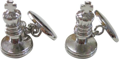 Kiola Designs Silver Toned Chess King Piece Cufflinks in Saudi Arabia