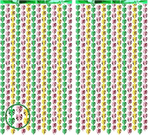 Hawaiian Luau Party Decorations 2 Pack Hawaiian Luau Foil Fringe Curtains 3.3x6.6 ft Foil Curtain Decor for Hawaiian Summer Party Decorations Birthday Baby Shower Supplies in Kuwait