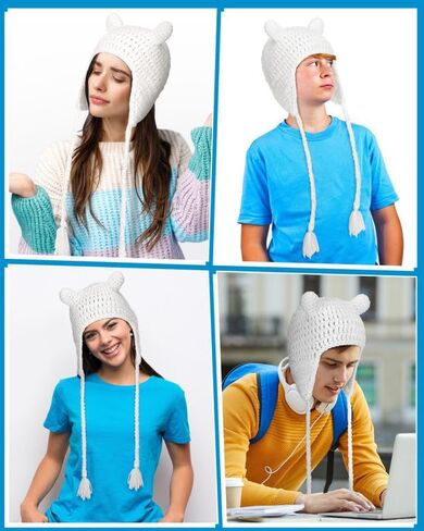 White Bear Hat Adult Anime Character Hat Human Explorer Cap Adventuring Costume Halloween Hero Men Cosplay Accessories in Saudi Arabia