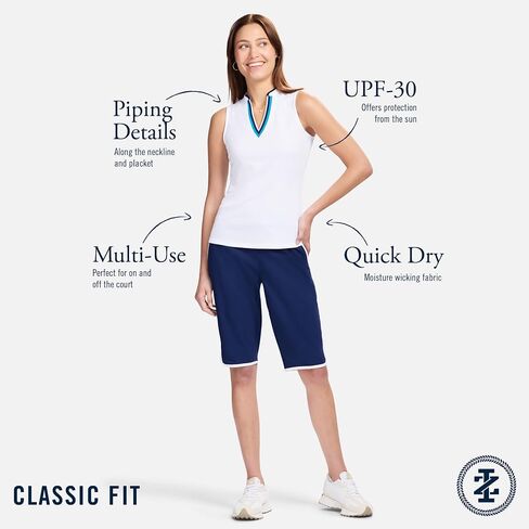Izod Women's Athletic Quick Dry Dry V-Deiveless Polo Shirt in Kuwait