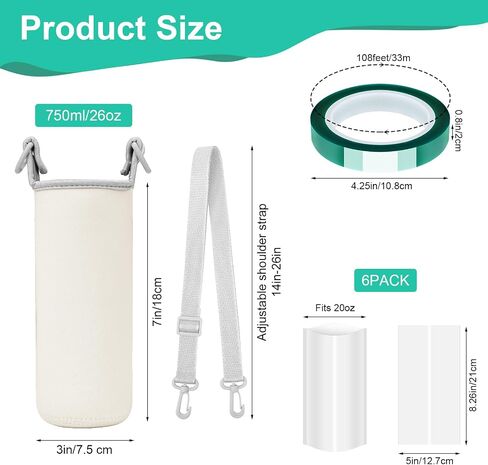 37PCS Sublimation Blanks Water Bottle Carriers Bag 26oz Insulated Neoprene Water Bottle Holder Water Bottle Sleeve Sublimation Tumbler Blank Pouch Cover for 750ml with Adjustable Strap for Adult Kids in Kuwait