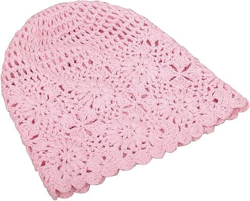 YARN & INK Women's Knitted Hats for Travel Photoshoots, Cotton Crochet Slouchy Beanie Hat Knit Skull Cap Summer Fall in Saudi Arabia