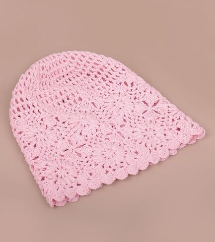 YARN & INK Women's Knitted Hats for Travel Photoshoots, Cotton Crochet Slouchy Beanie Hat Knit Skull Cap Summer Fall in Saudi Arabia