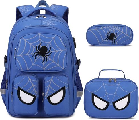 حقيبة ظهر للمدرسة للأولاد ، 3 PCS Spider Boy Backpack مع صندوق الغداء وحقائب قلم رصاص ، حقيبة مدرسية مقاومة للماء للأطفال المراهقين ، المراهقين ، المدارس المتوسطة الابتدائية ، كيس الكتب غير الرسمي. in Kuwait