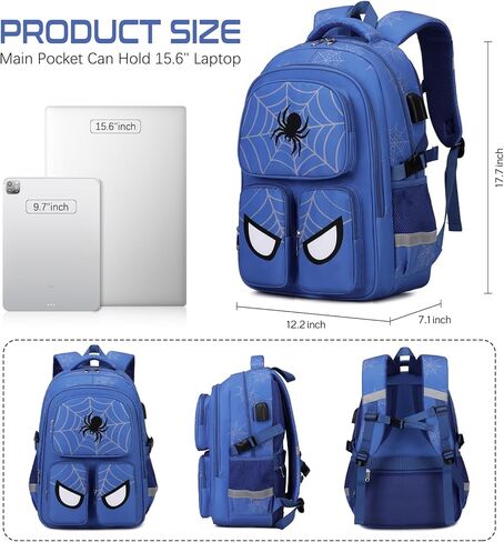 حقيبة ظهر للمدرسة للأولاد ، 3 PCS Spider Boy Backpack مع صندوق الغداء وحقائب قلم رصاص ، حقيبة مدرسية مقاومة للماء للأطفال المراهقين ، المراهقين ، المدارس المتوسطة الابتدائية ، كيس الكتب غير الرسمي. in Kuwait