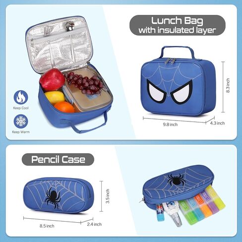 حقيبة ظهر للمدرسة للأولاد ، 3 PCS Spider Boy Backpack مع صندوق الغداء وحقائب قلم رصاص ، حقيبة مدرسية مقاومة للماء للأطفال المراهقين ، المراهقين ، المدارس المتوسطة الابتدائية ، كيس الكتب غير الرسمي. in Kuwait