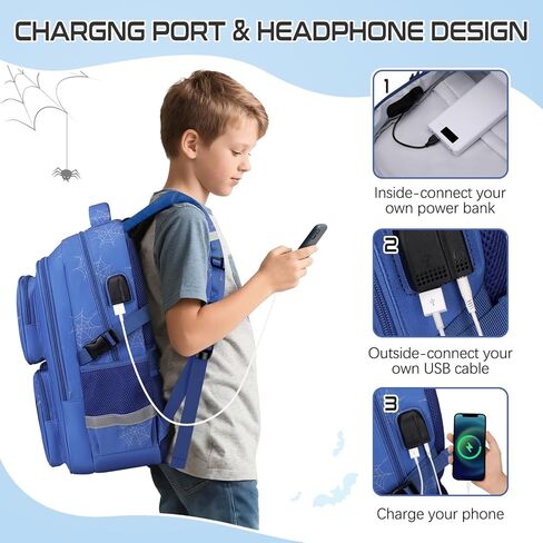 حقيبة ظهر للمدرسة للأولاد ، 3 PCS Spider Boy Backpack مع صندوق الغداء وحقائب قلم رصاص ، حقيبة مدرسية مقاومة للماء للأطفال المراهقين ، المراهقين ، المدارس المتوسطة الابتدائية ، كيس الكتب غير الرسمي. in Kuwait