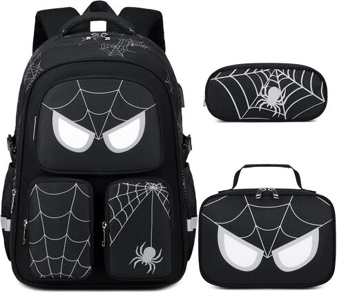 حقيبة ظهر للمدرسة للأولاد ، 3 PCS Spider Boy Backpack مع صندوق الغداء وحقائب قلم رصاص ، حقيبة مدرسية مقاومة للماء للأطفال المراهقين ، المراهقين ، المدارس المتوسطة الابتدائية ، كيس الكتب غير الرسمي. in Kuwait