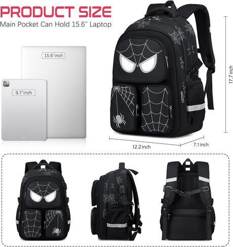 حقيبة ظهر للمدرسة للأولاد ، 3 PCS Spider Boy Backpack مع صندوق الغداء وحقائب قلم رصاص ، حقيبة مدرسية مقاومة للماء للأطفال المراهقين ، المراهقين ، المدارس المتوسطة الابتدائية ، كيس الكتب غير الرسمي. in Kuwait
