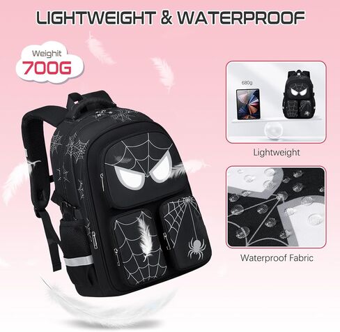 حقيبة ظهر للمدرسة للأولاد ، 3 PCS Spider Boy Backpack مع صندوق الغداء وحقائب قلم رصاص ، حقيبة مدرسية مقاومة للماء للأطفال المراهقين ، المراهقين ، المدارس المتوسطة الابتدائية ، كيس الكتب غير الرسمي. in Kuwait