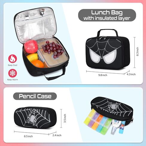 حقيبة ظهر للمدرسة للأولاد ، 3 PCS Spider Boy Backpack مع صندوق الغداء وحقائب قلم رصاص ، حقيبة مدرسية مقاومة للماء للأطفال المراهقين ، المراهقين ، المدارس المتوسطة الابتدائية ، كيس الكتب غير الرسمي. in Kuwait