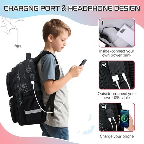 حقيبة ظهر للمدرسة للأولاد ، 3 PCS Spider Boy Backpack مع صندوق الغداء وحقائب قلم رصاص ، حقيبة مدرسية مقاومة للماء للأطفال المراهقين ، المراهقين ، المدارس المتوسطة الابتدائية ، كيس الكتب غير الرسمي. in Kuwait