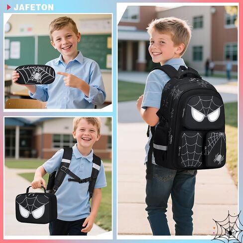 حقيبة ظهر للمدرسة للأولاد ، 3 PCS Spider Boy Backpack مع صندوق الغداء وحقائب قلم رصاص ، حقيبة مدرسية مقاومة للماء للأطفال المراهقين ، المراهقين ، المدارس المتوسطة الابتدائية ، كيس الكتب غير الرسمي. in Kuwait