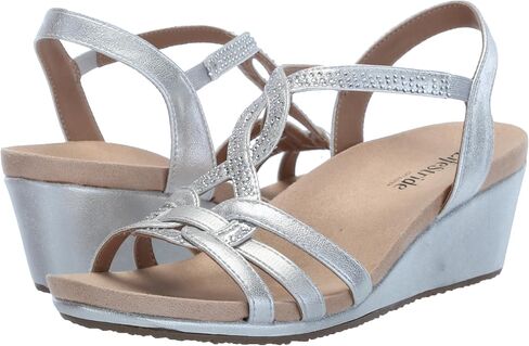 LifeStride Womens Monaco Strappy Wedge Sandals Platino Gold 11 M in Saudi Arabia