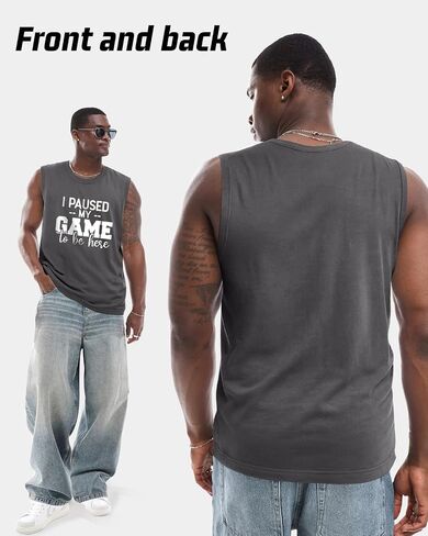 Flafens Tank Tops Men - Sleeveless Shirts for Men Graphic Cotton Mens Tank Tops Summer Fashion Casual Loose Fit Tanktop in Kuwait