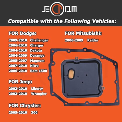 Automatic Transmission Filter with Gasket Kit 42RLE 052852913AB Compatible with 2003-2010 Dodge Challenger Charger Dakota Durango Magnum Nitro Ram 1500 Jeep Liberty Wrangler in Saudi Arabia