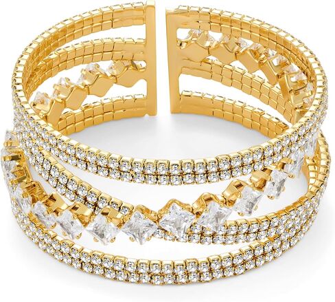 Gold Bangle Bracelets for Women Chunky Stretch Bracelets Gold and Silver Bangle Adjustable Wide Bracelets for Women in Kuwait