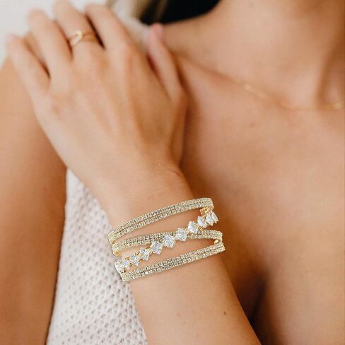 Gold Bangle Bracelets for Women Chunky Stretch Bracelets Gold and Silver Bangle Adjustable Wide Bracelets for Women in Kuwait