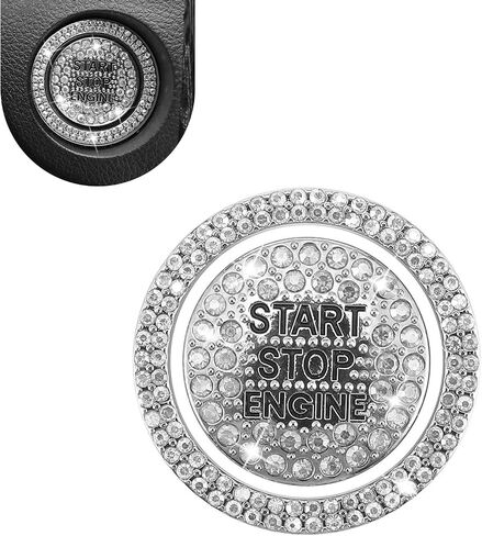 Crystal Rhinestone Car Engine Stop Decoration Ring Sticker, Sparkling Rhinestone Push Start Button Decorative Cover, Bling Interior Accessories for Women, Universal for Most Car(Multicolored) in Saudi Arabia