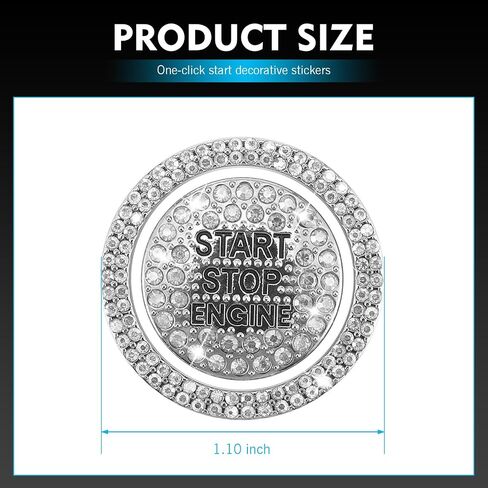 Crystal Rhinestone Car Engine Stop Decoration Ring Sticker, Sparkling Rhinestone Push Start Button Decorative Cover, Bling Interior Accessories for Women, Universal for Most Car(Multicolored) in Saudi Arabia