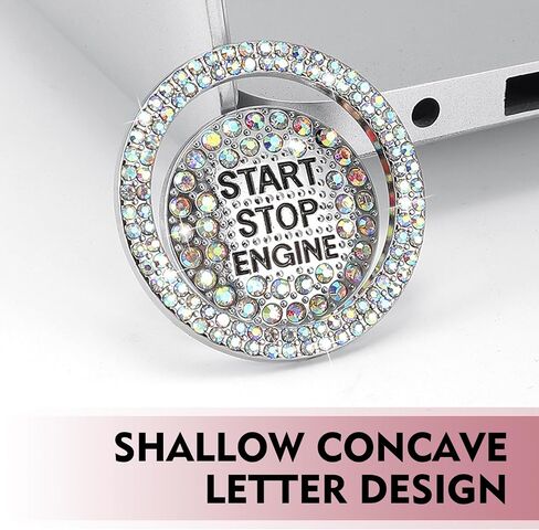 Crystal Rhinestone Car Engine Stop Decoration Ring Sticker, Sparkling Rhinestone Push Start Button Decorative Cover, Bling Interior Accessories for Women, Universal for Most Car(Multicolored) in Saudi Arabia