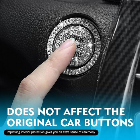 Crystal Rhinestone Car Engine Stop Decoration Ring Sticker, Sparkling Rhinestone Push Start Button Decorative Cover, Bling Interior Accessories for Women, Universal for Most Car(Multicolored) in Saudi Arabia