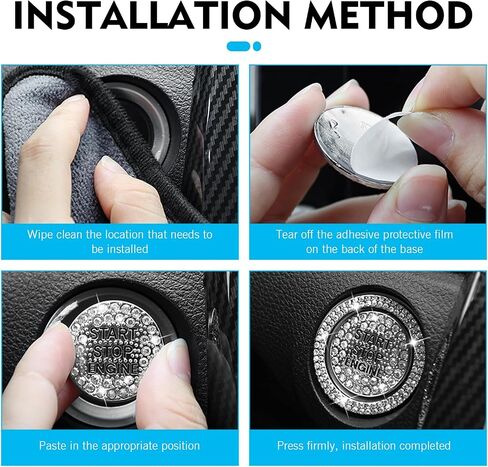 Crystal Rhinestone Car Engine Stop Decoration Ring Sticker, Sparkling Rhinestone Push Start Button Decorative Cover, Bling Interior Accessories for Women, Universal for Most Car(Multicolored) in Saudi Arabia