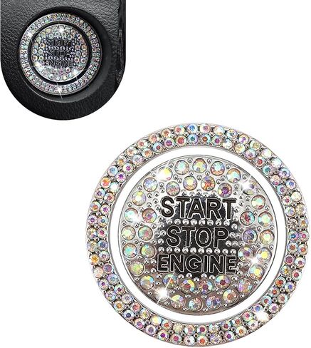 Crystal Rhinestone Car Engine Stop Stop Decoration Ring Sticker ، Flarkling Rhinestone Push Button Button Devinative Cover ، و Bling Insipsories for Women ، Universal لمعظم السيارات (متعددة الألوان) in Saudi Arabia