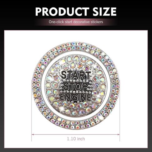 Crystal Rhinestone Car Engine Stop Stop Decoration Ring Sticker ، Flarkling Rhinestone Push Button Button Devinative Cover ، و Bling Insipsories for Women ، Universal لمعظم السيارات (متعددة الألوان) in Saudi Arabia