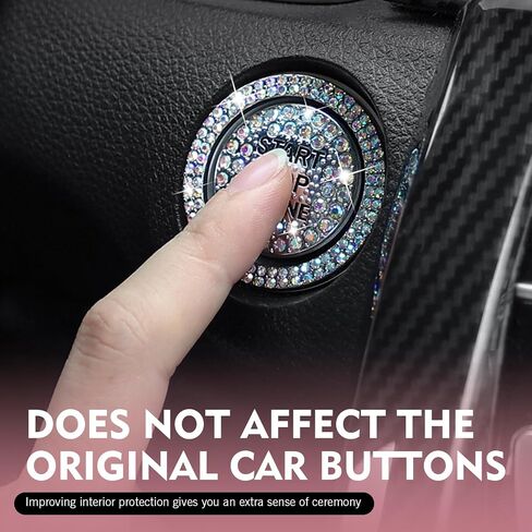 Crystal Rhinestone Car Engine Stop Stop Decoration Ring Sticker ، Flarkling Rhinestone Push Button Button Devinative Cover ، و Bling Insipsories for Women ، Universal لمعظم السيارات (متعددة الألوان) in Saudi Arabia