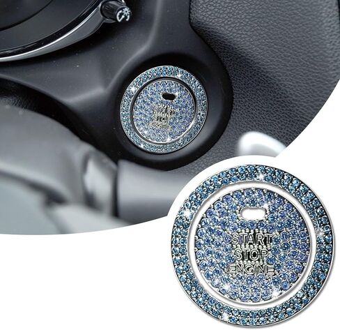 محرك السيارة Start Ring Sticker ، Farmling Rhinestone Push Button Button Devinative Devination ، anti-scratch Key Ignition & Knob Bling Ring ، إكسسوارات داخلية للسيارة للنساء (ملونة) in Kuwait