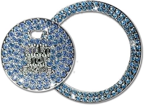 محرك السيارة Start Ring Sticker ، Farmling Rhinestone Push Button Button Devinative Devination ، anti-scratch Key Ignition & Knob Bling Ring ، إكسسوارات داخلية للسيارة للنساء (ملونة) in Kuwait