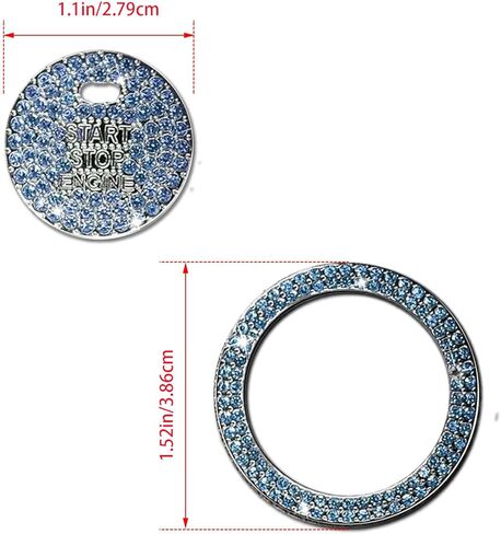 محرك السيارة Start Ring Sticker ، Farmling Rhinestone Push Button Button Devinative Devination ، anti-scratch Key Ignition & Knob Bling Ring ، إكسسوارات داخلية للسيارة للنساء (ملونة) in Kuwait