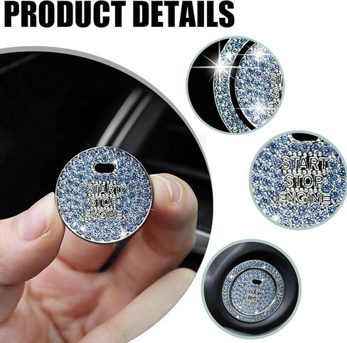 محرك السيارة Start Ring Sticker ، Farmling Rhinestone Push Button Button Devinative Devination ، anti-scratch Key Ignition & Knob Bling Ring ، إكسسوارات داخلية للسيارة للنساء (ملونة) in Kuwait