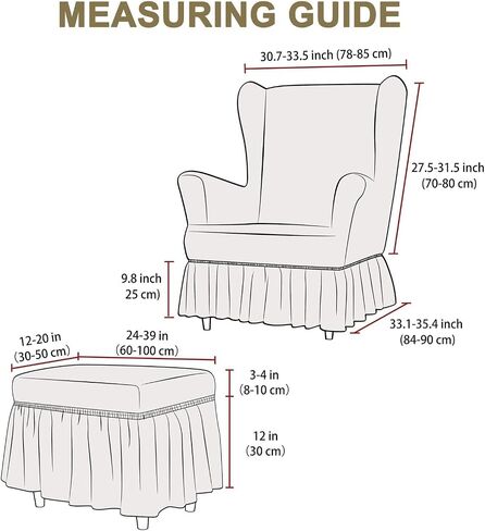 تمتد Seersucker Wingback Chair Slipcover ، كرسي الفقاعة العالمي مع تنورة ، غرفة معيشة أغلفة كرسي عالية ، أغطية قابلة للانزلاق سهلة للكراسي (Dark Beige ، Chair) in Kuwait