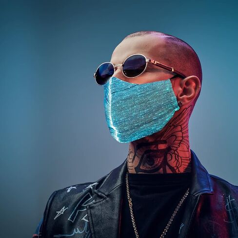 PLAYA GLOW LED APP FACE MASK - قناع الهذيان ، توهج في القناع المظلم للعيد الهالوين ، عيد الميلاد - 10 أوضاع ديناميكية in Kuwait
