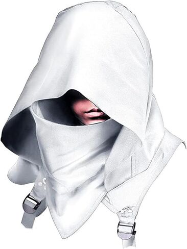 Hooded Cloak Cosplay Costumes Halloween Breathable Face Cover with Adjustable Straps for Men Women in Kuwait