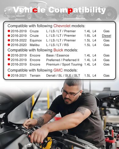4-Count Fuel Injector Compatible with 2016-2022 Chevrolet Cruze/Equinox/Malibu, Buick Encore Base/Essence/Preferred/Preferred II/Sport Touring, GMC Terrain- 1.4L 1.5L & 1.6L for 55577403 FJ1293 in Saudi Arabia