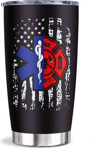Zaniion EMT Firefighter Higds Tumbler 20oz 1pc ، هدية المستجيبين الأولى للنساء/الرجال ، أفكار عيد ميلاد Firewoman Paramedic Firewoman ، قسم الطوارئ FD ، أولاً في Last Out Responder Coffee Cup in Saudi Arabia