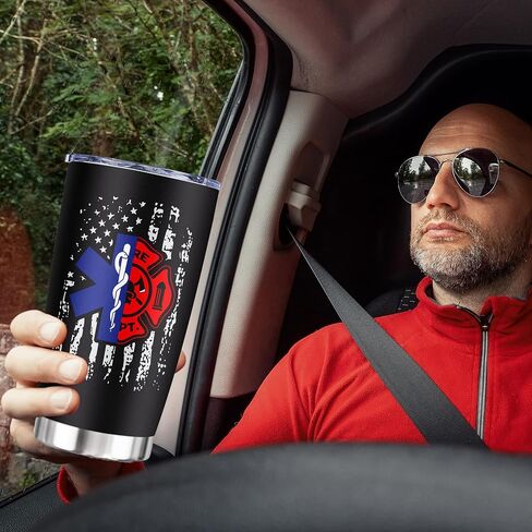Zaniion EMT Firefighter Higds Tumbler 20oz 1pc ، هدية المستجيبين الأولى للنساء/الرجال ، أفكار عيد ميلاد Firewoman Paramedic Firewoman ، قسم الطوارئ FD ، أولاً في Last Out Responder Coffee Cup in Saudi Arabia