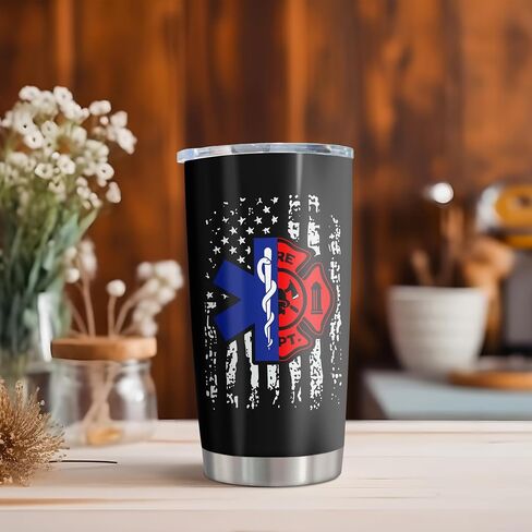Zaniion EMT Firefighter Higds Tumbler 20oz 1pc ، هدية المستجيبين الأولى للنساء/الرجال ، أفكار عيد ميلاد Firewoman Paramedic Firewoman ، قسم الطوارئ FD ، أولاً في Last Out Responder Coffee Cup in Saudi Arabia