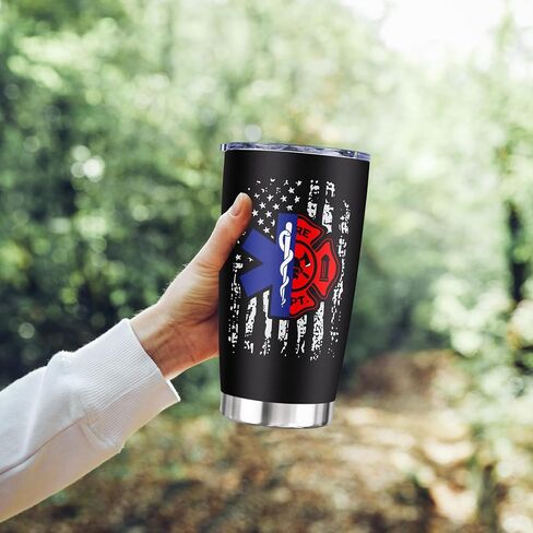 Zaniion EMT Firefighter Higds Tumbler 20oz 1pc ، هدية المستجيبين الأولى للنساء/الرجال ، أفكار عيد ميلاد Firewoman Paramedic Firewoman ، قسم الطوارئ FD ، أولاً في Last Out Responder Coffee Cup in Saudi Arabia
