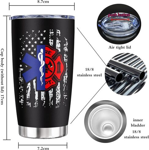 Zaniion EMT Firefighter Higds Tumbler 20oz 1pc ، هدية المستجيبين الأولى للنساء/الرجال ، أفكار عيد ميلاد Firewoman Paramedic Firewoman ، قسم الطوارئ FD ، أولاً في Last Out Responder Coffee Cup in Saudi Arabia